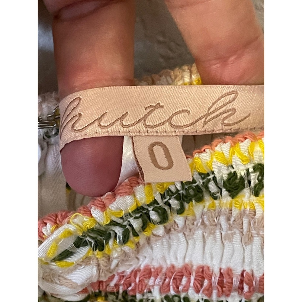 Hutch Sundress Midi Smocked Embroidered  White Pink Yellow Green - Picture 7 of 7